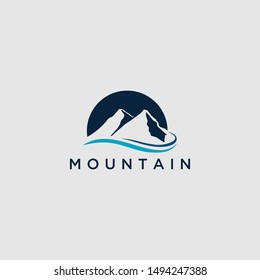 mountain and lake logo concept