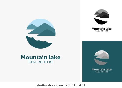 Ilustração do projeto do logotipo do lago da montanha