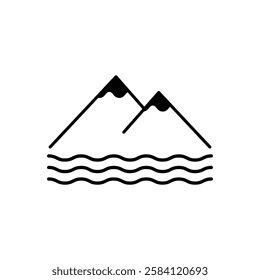 mountain lake logo design line style and minimalist
