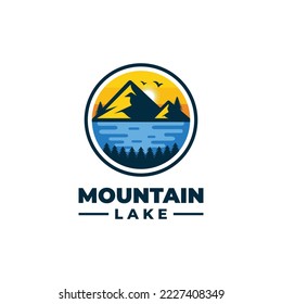 Mountain lake logo design vector