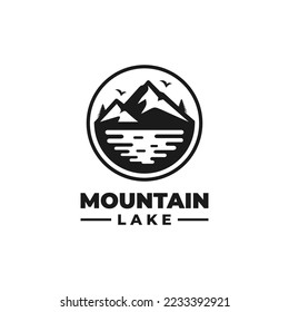 Vector de diseño del logo del lago de montaña