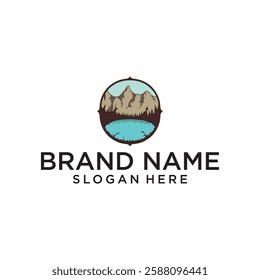 Mountain lake logo design vector,editable eps 10