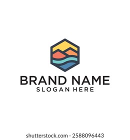 Mountain lake logo design vector,editable eps 10