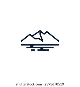 Line Art der Linie Bergsee-Logo, Vektorgrafik der einfachen minimalistischen Illustrationsvorlage Symbol-Grafik	