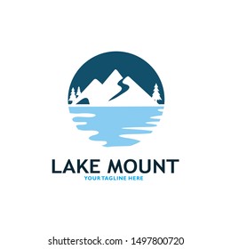 Mountain Lake Logo Nature Landscape Stock Vector