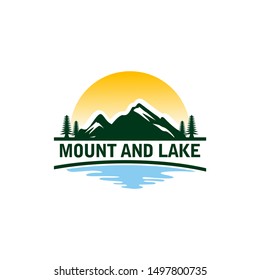 Mountain Lake Logo Nature Landscape Stock Vector