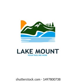 Mountain Lake Logo Nature Landscape Stock Vector