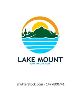 Mountain Lake Logo Nature Landscape Stock Vector