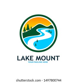 Mountain Lake Logo Nature Landscape Stock Vector