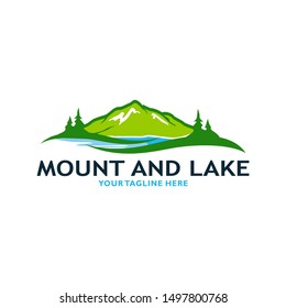 Mountain Lake Logo Nature Landscape Stock Vector