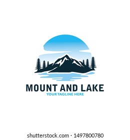 Mountain Lake Logo Nature Landscape Stock Vector