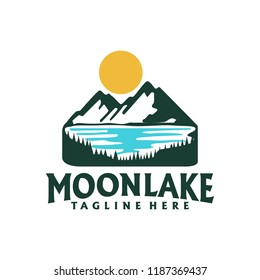 mountain lake logo template