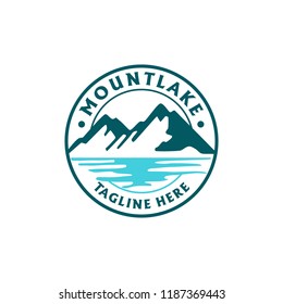 mountain lake logo template