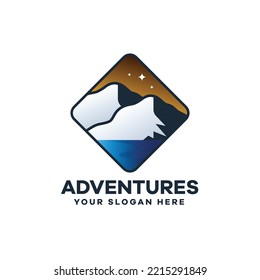 Mountain Lake Night Logo Icon Illustration