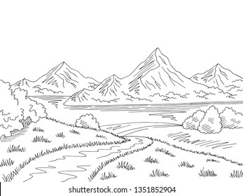 Mountain Range With Trees Drawing : .mountain climbing rock tree ...