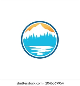 Mountain and lake , sea, logo design.