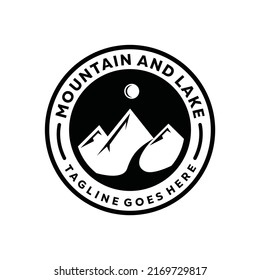 Mountain and lake silhouette logo Design vector for vacation