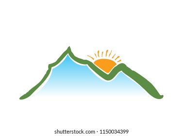 Mountain and lake vector icon isolated on white background - stylized image.