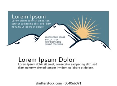 Mountain and lake vector icon isolated on white background - stylized image.