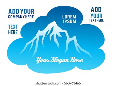 Mountain and lake vector icon isolated on white background - stylized image.