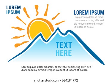 Mountain and lake vector icon isolated on white background - stylized image.