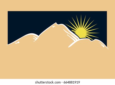 Mountain and lake vector icon isolated on background - stylized image.