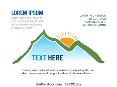 Mountain and lake vector icon isolated on white background - stylized image.