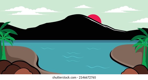 Mountain and lake vector and illustration design for book illustrations and more