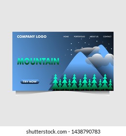mountain landing page design vector