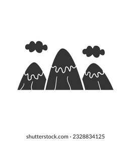 Mountain Landmark Icon Silhouette Illustration. Nature Vector Graphic Pictogram Symbol Clip Art. Doodle Sketch Black Sign.