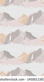 mountain landscape abstract outdoor seamless pattern soft color vector