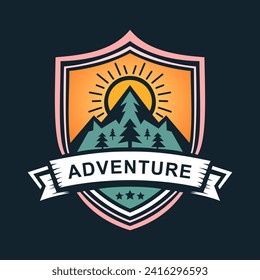 Mountain landscape adventure logo icon vector template