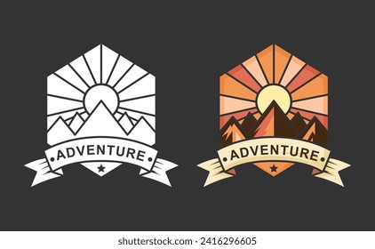 Mountain landscape adventure logo icon vector template