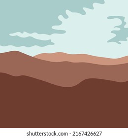 Mountain landscape against the background of clouds. Vector color illustration.