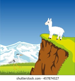 Mountain landscape with animals
