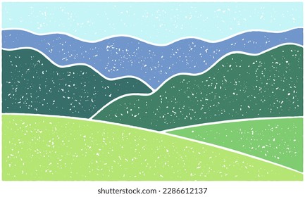 Mountain landscape background with grainy texture