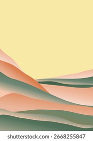 Fondo de paisaje de montaña y patrón de arte de línea. impresión de arte moderno minimalista creativo. cordillera y colinas. uso para arte impreso, póster, cubierta, Anuncio