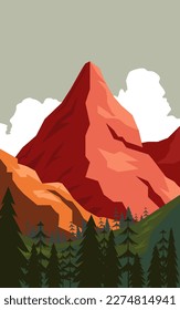Mountain landscape background panorama illustration 