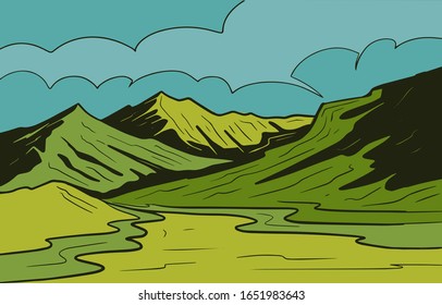mountain landscape background vector illustration