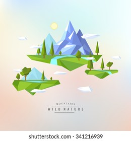 Mountain landscape background. Vector illustration of nature in the polygonal style.