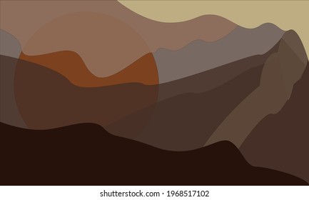 Mountain landscape background, with watercolor illustration, abstract painting