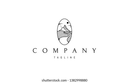 Mountain Landscape Black Abstract vector Logo 2 design