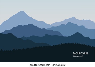 Mountain landscape in blue colors. Outdoor background.