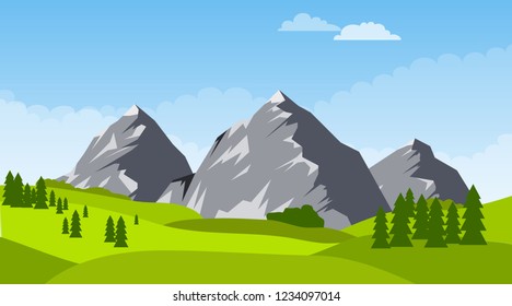 Mountain Landscape Cartoon Mountain Landscape Green Stock Vector ...