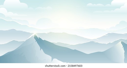 Paisaje de montaña El cielo despejado sobre las montañas por la mañana.