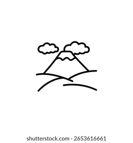 Mountain Landscape With Clouds Minimalist Line Art Style Illustration