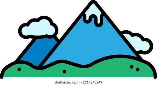 Mountain Landscape with Clouds Vector Illustration