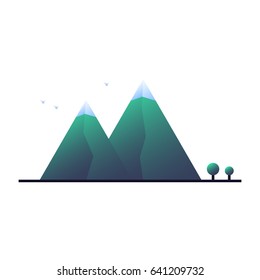 Mountain landscape concept. Line and gradient. Vector illustration of a fashionable style isolated on white background