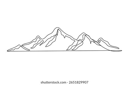Mountain Landscape in Continuous Line Art Abstract Style. Minimalist Vector Illustration for t-shirt, cover, card and others