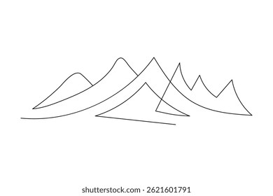 Mountain landscape continuous one line art of outline vector drawing
